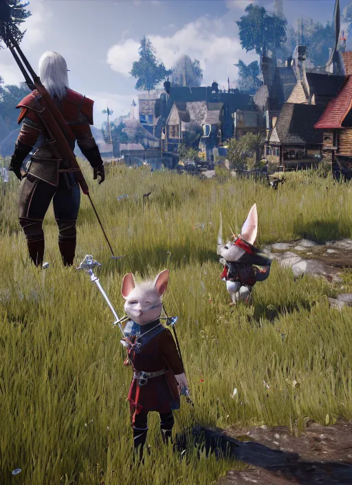 Image similar to stuart little in the witcher 3 game