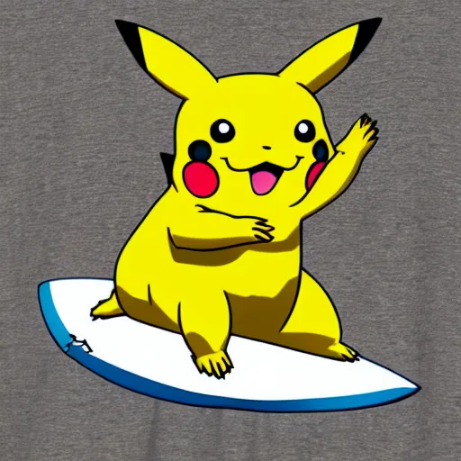 Image similar to chubby pikachu surfing