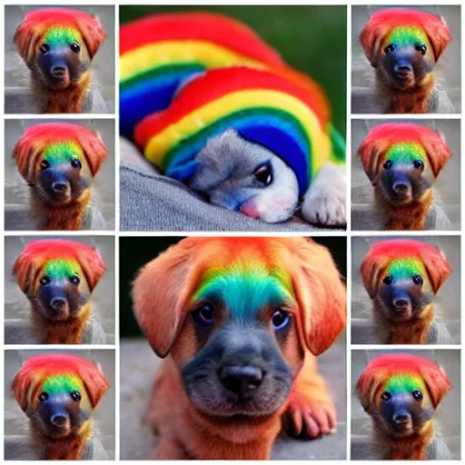 Prompt: rainbow puppy