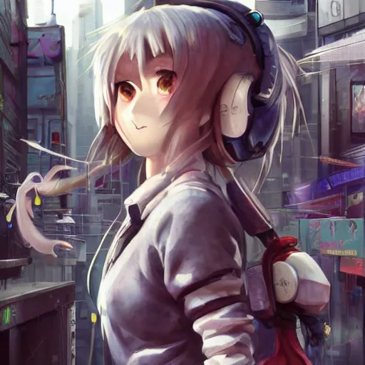 Image similar to dynamic composition, motion, ultra-detailed, incredibly detailed, a lot of details, amazing fine details and brush strokes, colorful and grayish palette, smooth, HD semirealistic anime CG concept art digital painting, watercolor oil painting of Clean and detailed post-cyberpunk sci-fi close-up schoolgirl in asian city in style of cytus and deemo, blue flame, relaxing, calm and mysterious vibes,, by a Chinese artist at ArtStation, by Huang Guangjian, Fenghua Zhong, Ruan Jia, Xin Jin and Wei Chang. Realistic artwork of a Chinese videogame, gradients, gentle an harmonic grayish colors. set in half-life 2, Matrix, GITS, Blade Runner, Neotokyo Source, Syndicate(2012), dynamic composition, beautiful with eerie vibes, very inspirational, very stylish, with gradients, surrealistic, dystopia, postapocalyptic vibes, depth of field, mist, rich cinematic atmosphere, perfect digital art, mystical journey in strange world