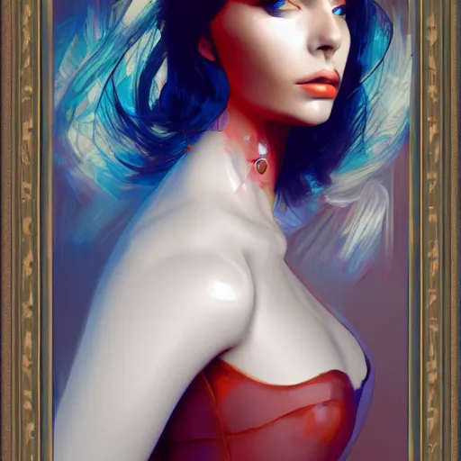 Image similar to artificial intelligence holding a frame with art fashion, gucci catwalk, oil painting, digital art, ultradetailed, artstation