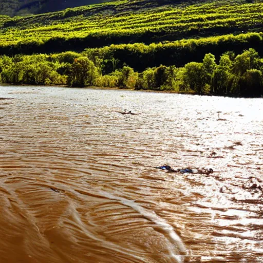 Image similar to landscape, river made of hot tea