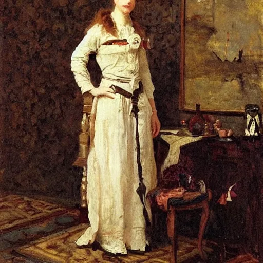 Image similar to female adventurer by alfred stevens