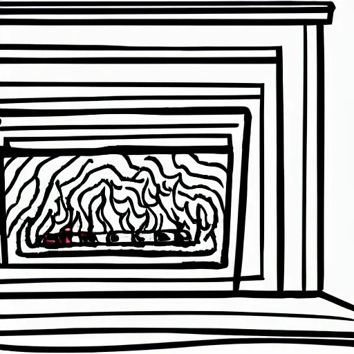 Prompt: fireplace burning money, scribble art, line art, simple, humor