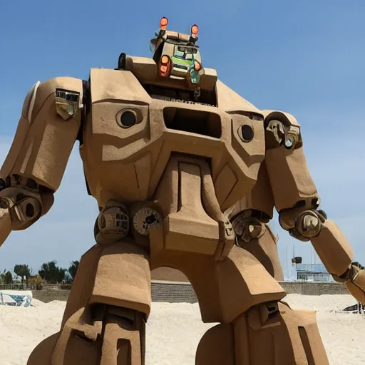 Image similar to a sand sculpture of a mecha