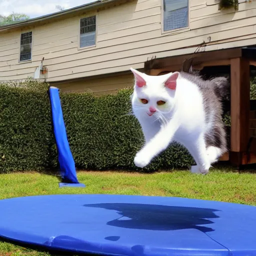 Prompt: cat jumping off a jet fueled trampoline