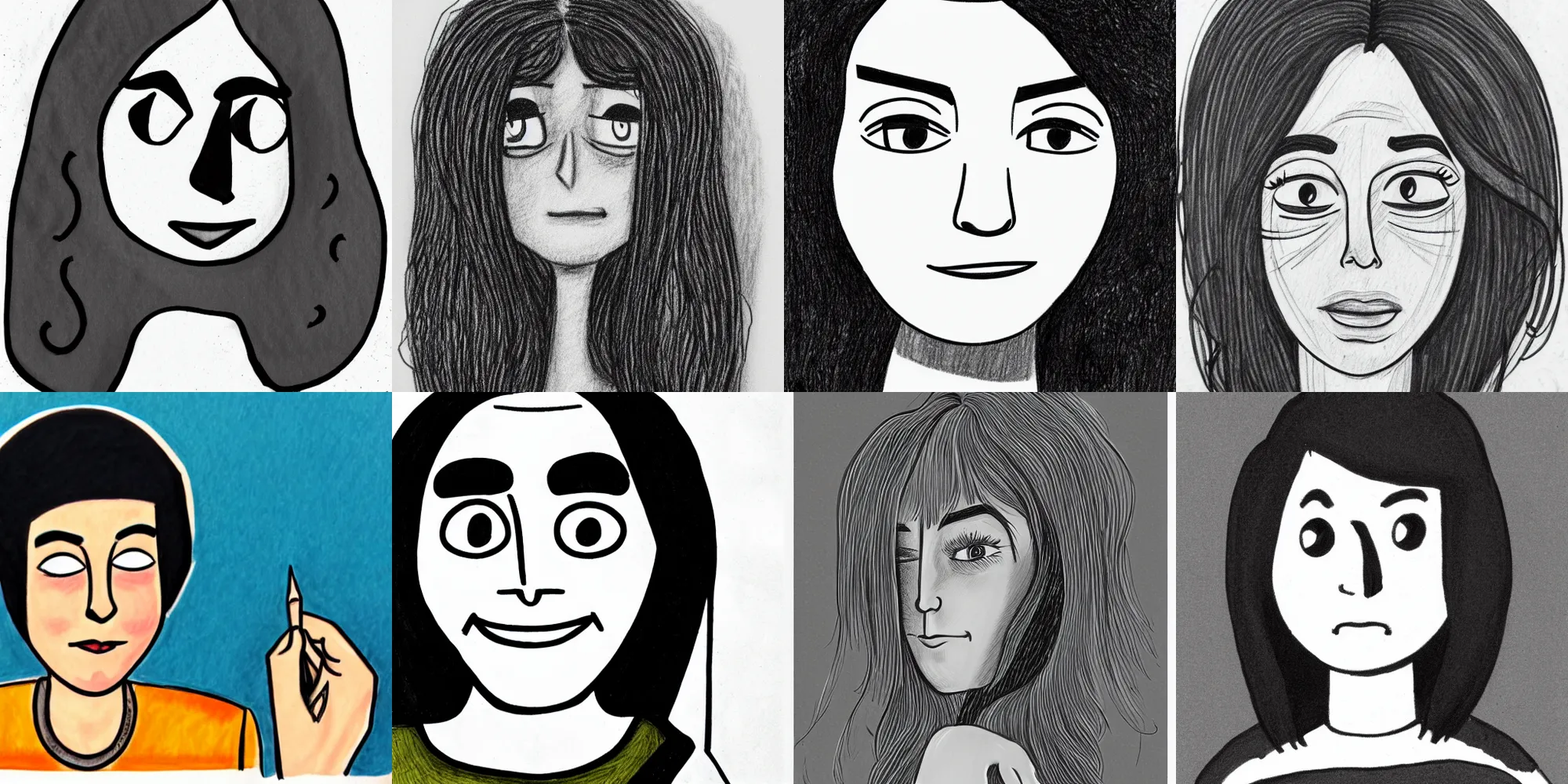 Prompt: pencil illustration of a face showing sadness and happiness in the style of marjane satrapi