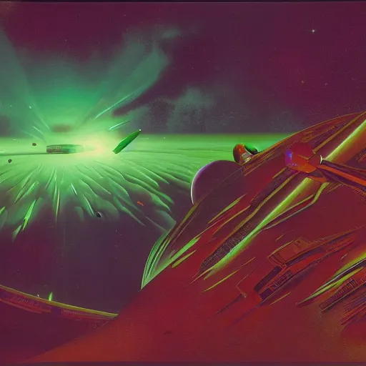 Image similar to Green nebula without planets, Syd Mead, John Harris, Federico Pelat,