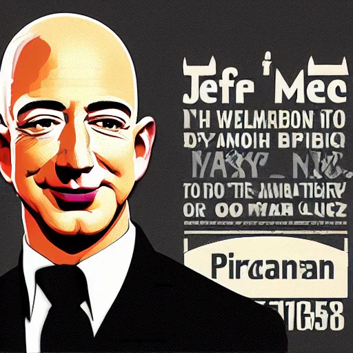 Image similar to Jeff Bezos depicted in an old style propaganda poster