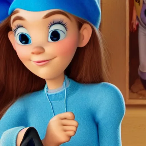 Prompt: real girl smurfin, in pixar's Up