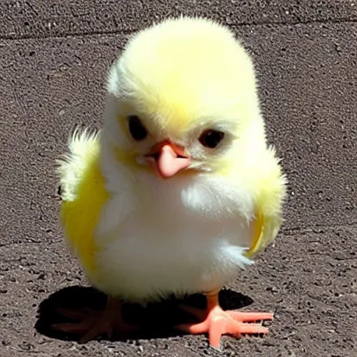 Image similar to cute baby chick dressed as a jail prisioner