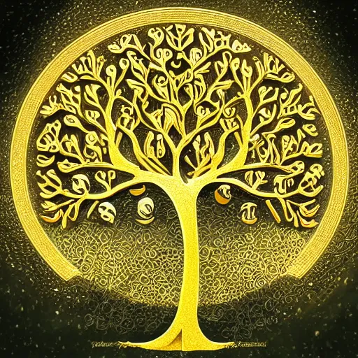 Image similar to the holy golden tree of life, cinematic, ultra detailed