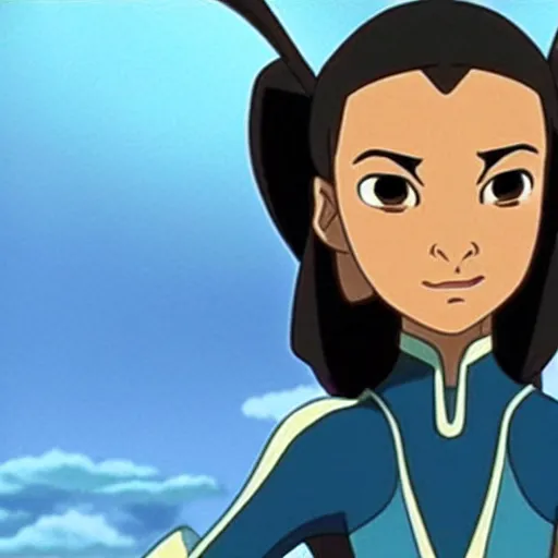 Prompt: katara with antennae, still frame from the animated tv show avatar the last airbender