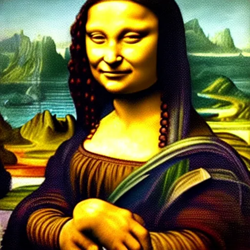 Image similar to the incredible hulk portrait painting by leonardo da vinci in the style of the mona lisa