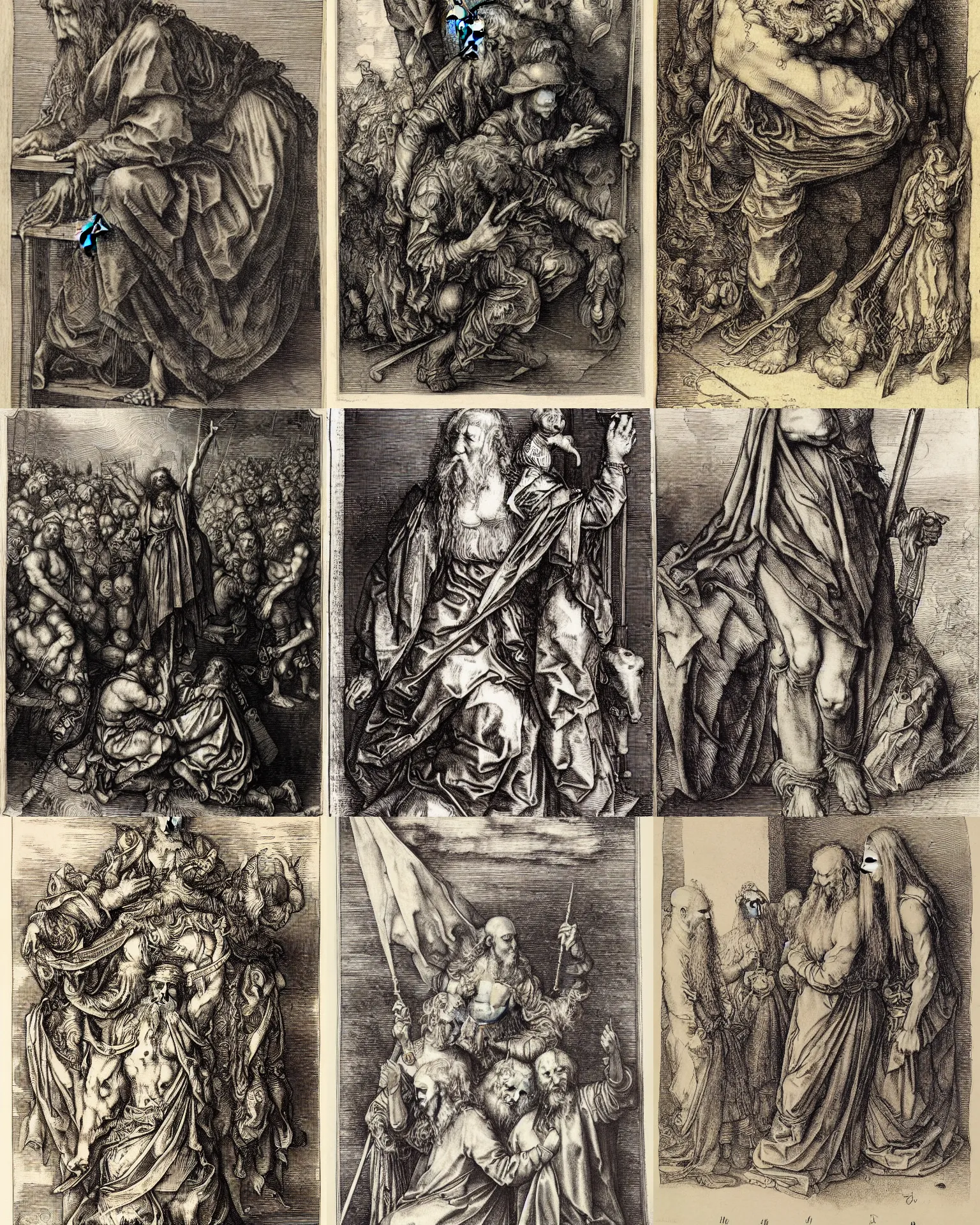 Prompt: tatterdemalion by albrecht durer, gustave dore, highly detailed, lithoraph engraving