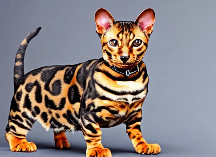 Prompt: Dachshund as a bengal cat