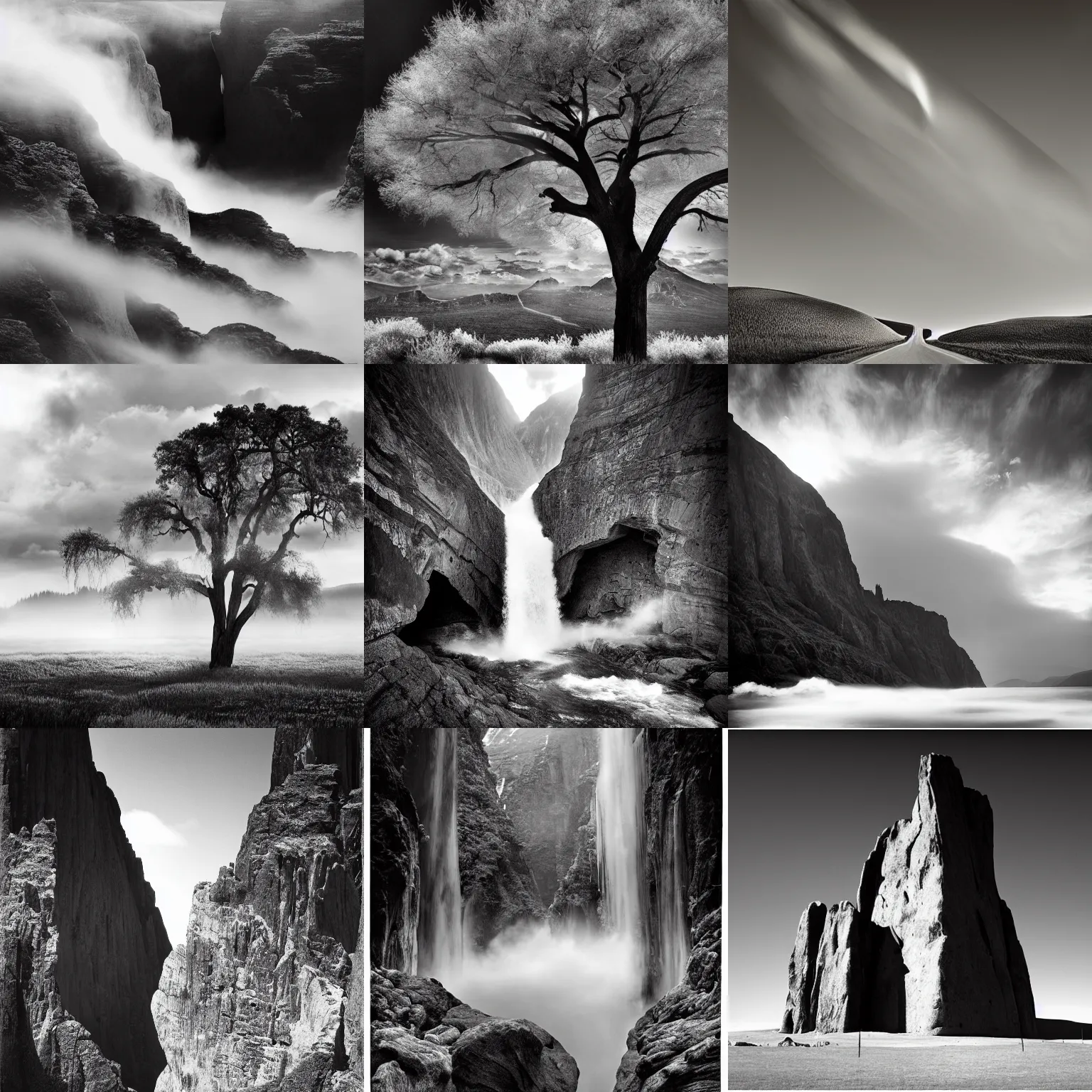 Prompt: Absolute power is a door into dreaming by Ansel Adams, award winning photograph, black and white