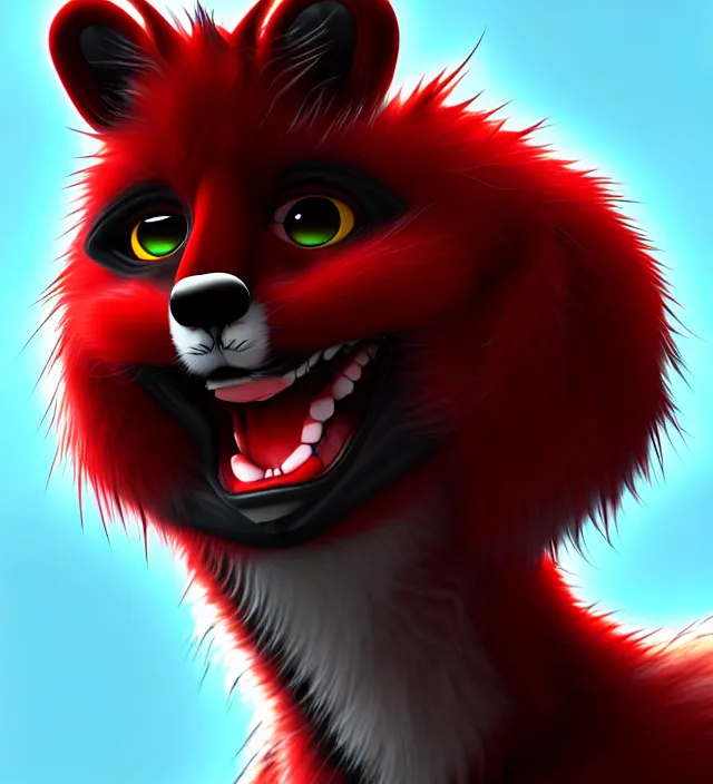 Image similar to furry - male - red - black - weasel - geistcaller - fursona uhd ue 5 visual novel pc game expressions, photorealistic