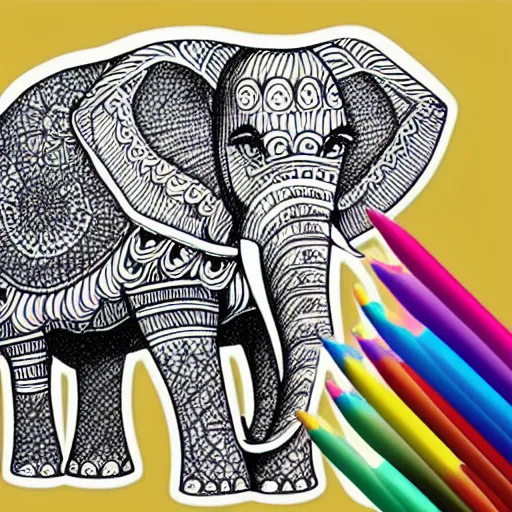 Prompt: elephant Coloring Books For Kids Cool
