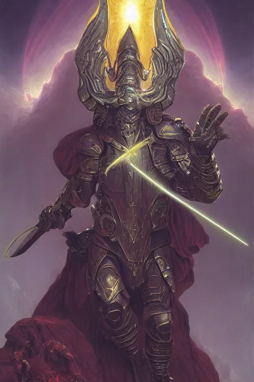 Image similar to holy paladin with light powers, by art by thomas cole and wayne barlowe highly detailed, 8 k, hdr, close up, smooth, sharp focus, high resolution, award - winning photo