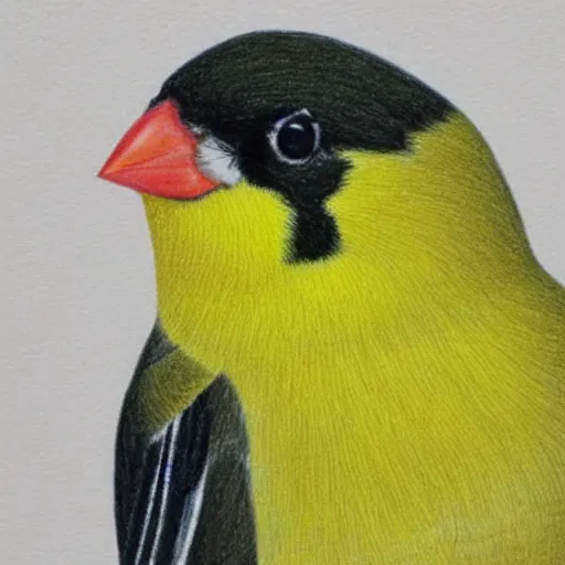 Image similar to color pencil drawing of an american goldfinch