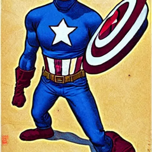 Image similar to The Artwork of R. Crumb and his Cheap Suit Captain America, pencil and colored marker artwork, trailer-trash lifestyle