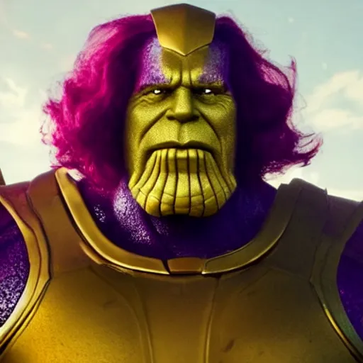 Prompt: ronald mcdonald wearing thanos armour