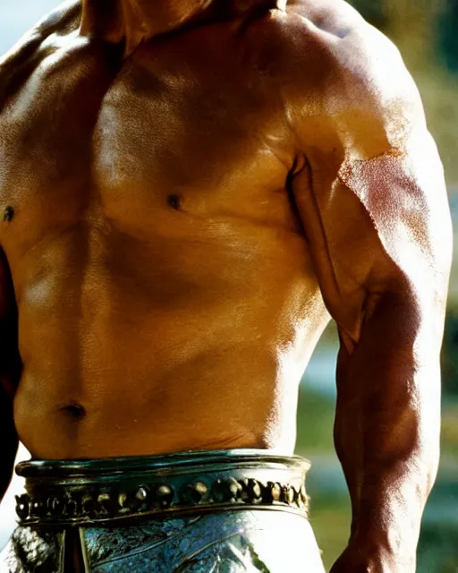 Image similar to film still close up shot of dwayne johnson as maximus from the movie gladiator. photographic, photography