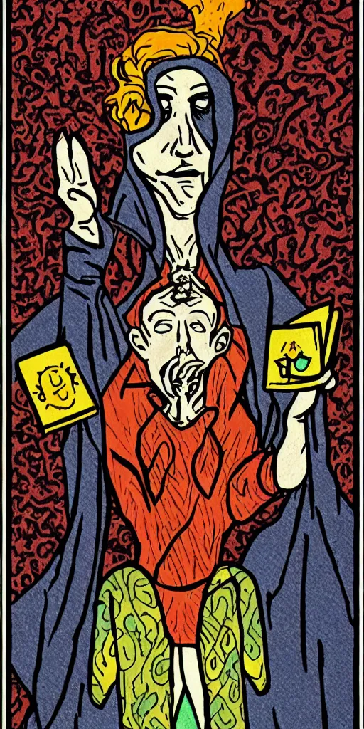 Image similar to the fool tarot illustrated in the style of Charles Burns