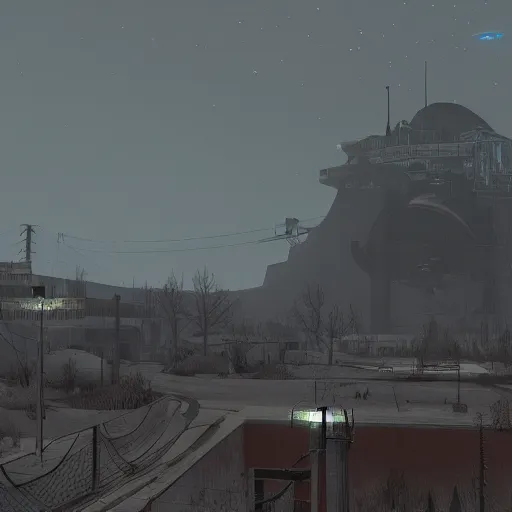 Prompt: the citadel from half life by simon stalenhag, 4 k, hdr, tonemapping, low poly, detailed, atmospheric, majestical lighting