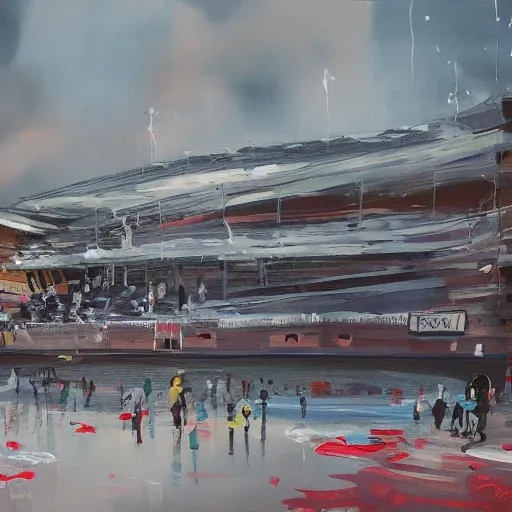 Image similar to a messy painting of The Southbank Centre. Trending on ArtStation.