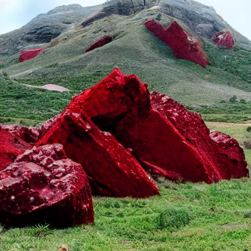 Prompt: giant red crystals