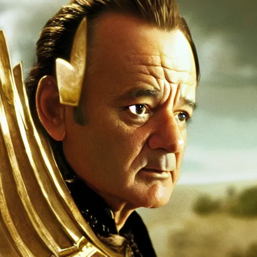 Image similar to bill murray plays elrond in lord of the rings, film still, promotional shot