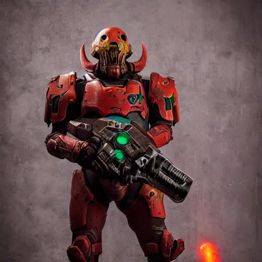 Image similar to doom slayer from doom eternal cosplay, photography, 9 0 s