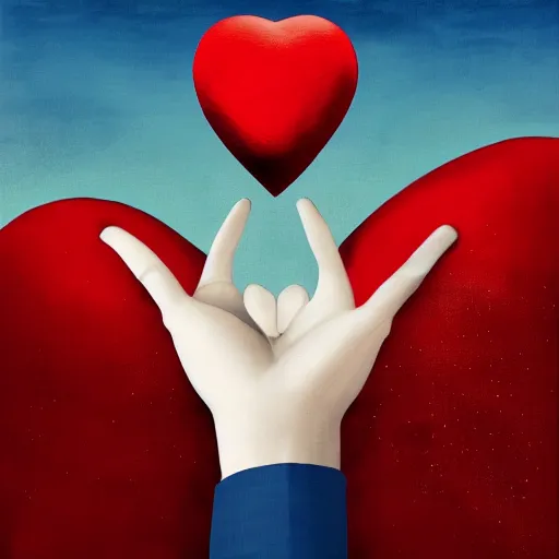 Image similar to album art of a white hand holding a red grenade shaped like a heart by chris bilheimer, surreal, illustrated, 8 k