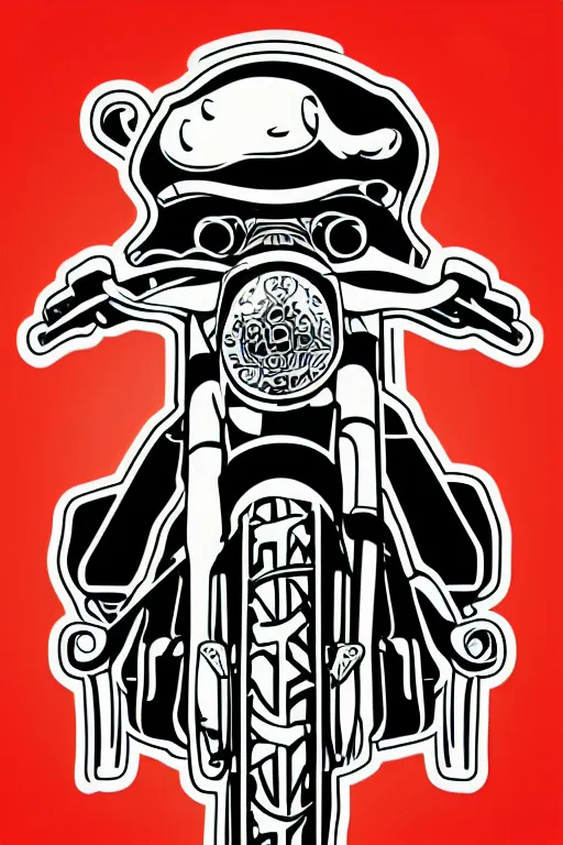 Image similar to A portrait of a biker bull, sticker, highly detailed, colorful, illustration, smooth and clean vector curves, no jagged lines, vector art, smooth