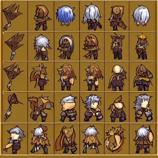 sprite sheet of ragnarok online mmorpg character,, Stable Diffusion