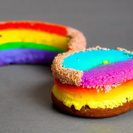 Prompt: rainbow fudge donut 4k