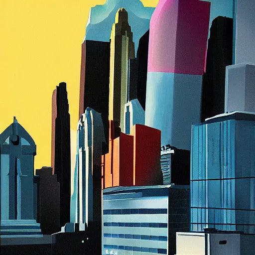 Prompt: City, Landscape, Style of Alex Ross, Digitally hand-painted, colour