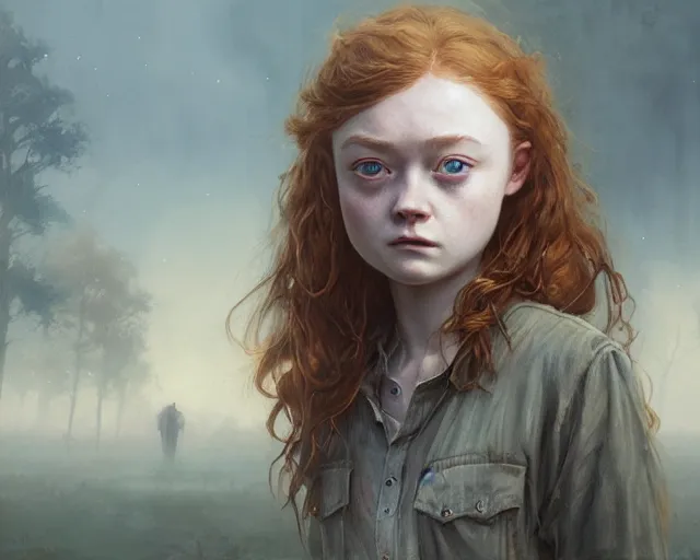 Prompt: highly detailed portrait of sadie sink, in the walking dead, stephen bliss, unreal engine, fantasy art by greg rutkowski, loish, rhads, ferdinand knab, makoto shinkai and lois van baarle, ilya kuvshinov, rossdraws, tom bagshaw, global illumination, radiant light, detailed and intricate environment