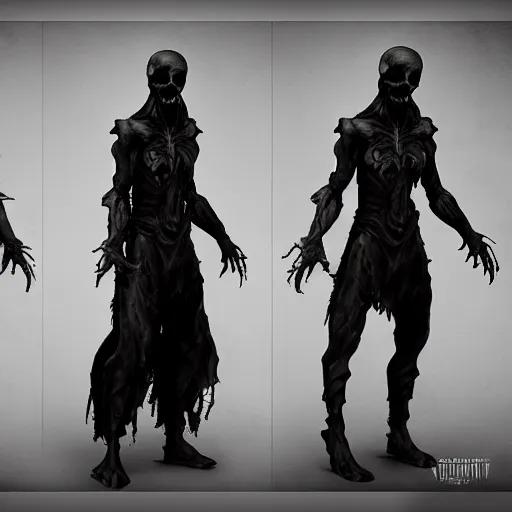 Image similar to wraith, undead, dynamic pose, skull, terrifying, dark, fog, artstation