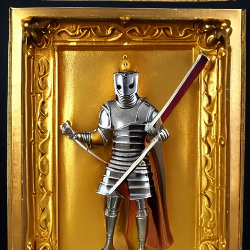 Prompt: holy knight in golden armor with a runnic sword