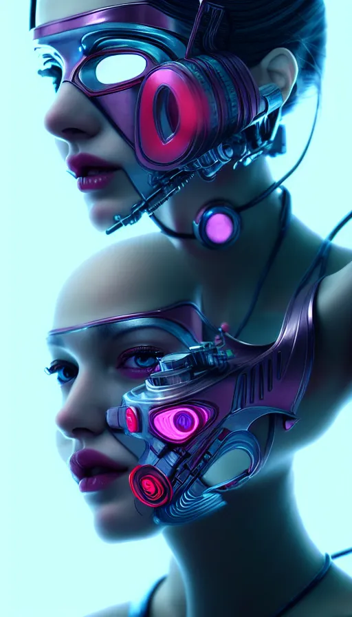 Image similar to face mask on beautiful woman face, cyberpunk art by kuno veeber, cgsociety, computer art, ultra detailed, futuristic, anime aesthetic