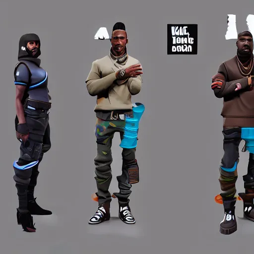 Image similar to kanye in fortnite concept