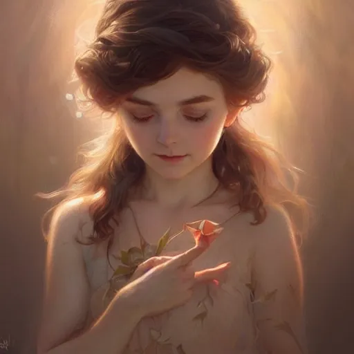 Image similar to beautiful natural mckenna grace, intricate, elegant, highly detailed, digital painting, artstation, concept art, smooth, sharp focus, illustration, art by artgerm and greg rutkowski and alphonse mucha and loish and WLOP