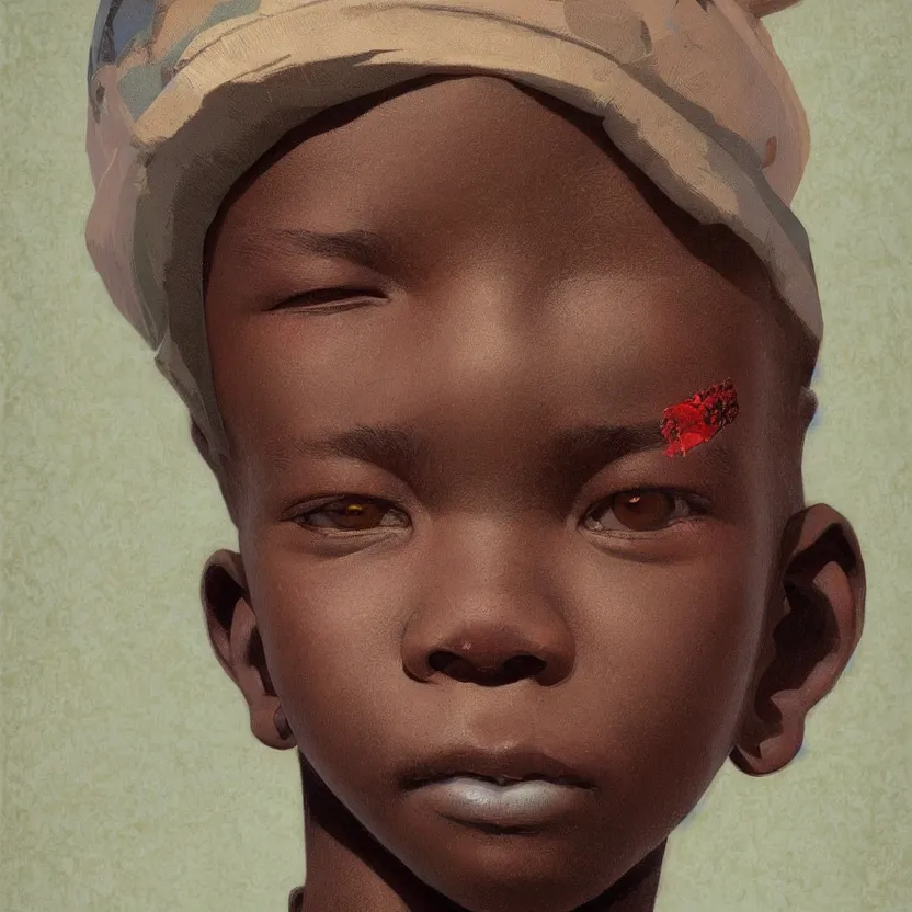 Image similar to colourful upper half portrait of an african boy with sliver teeth grillz, art by hsiao - ron cheng & alphonse mucha, highly detailed, digital painting, ray tracing, concept art, illustration, smooth sharp focus, intricate, symmetry, artstation,