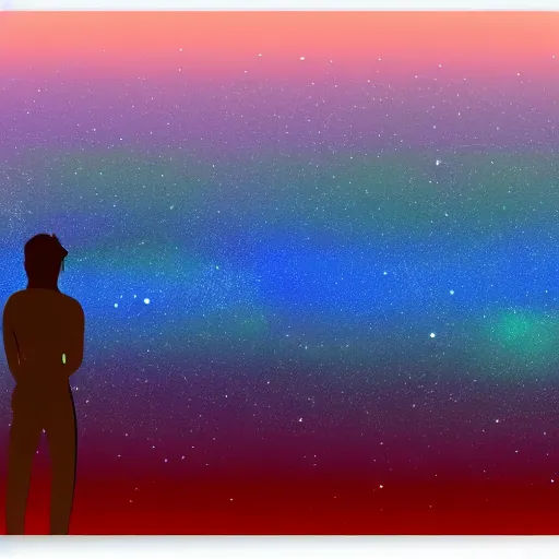 Image similar to standing on neptune, looking out into the vastness of space, digital art