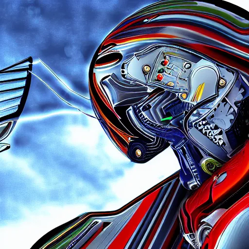Image similar to flying hawk with cybernetic aerodynamic parts, close shot, speed, dynamic, expression, digital art