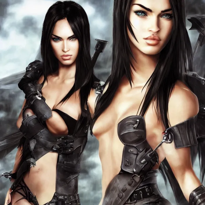 Image similar to megan fox in the style of final fantasy 7