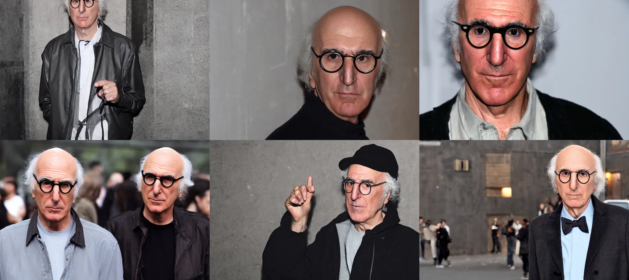 Prompt: larry david looking annoyed in berghain